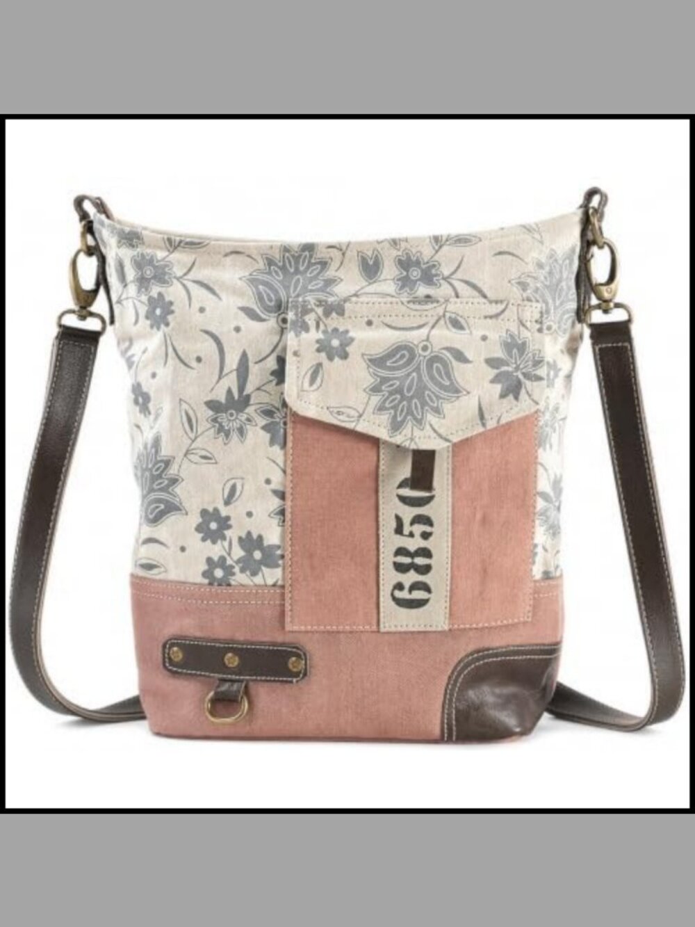 Canvas Crossbody Bag Floral Leather Shoulder Purse